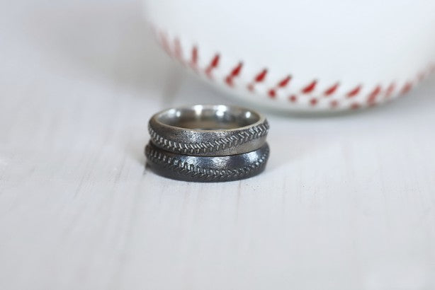 Baseball Stitch Ring 5mm in Sterling Silver