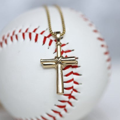 14k Gold Baseball Cross For Men