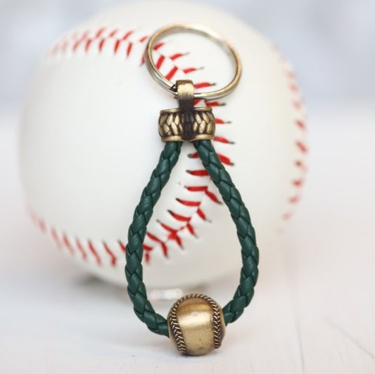 Leather Baseball Key Chain, Gift for Dad, Mom, Youth, Boy, Girl, Personalized, Team Colors