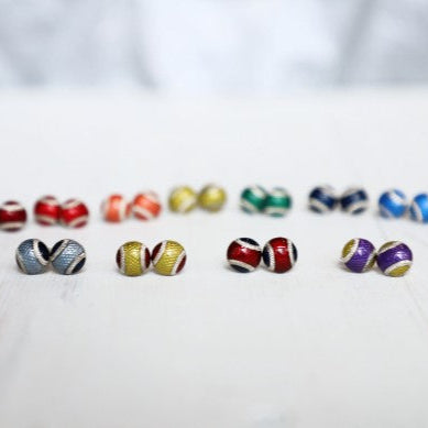 Personalized Custom Sterlnig Silver Baseball Stud Earrings Pick Your Team Color