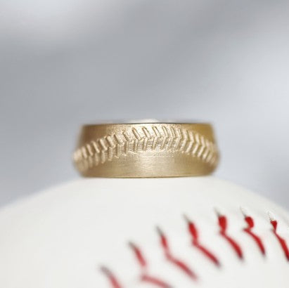 14k Baseball Stitch Ring 8mm