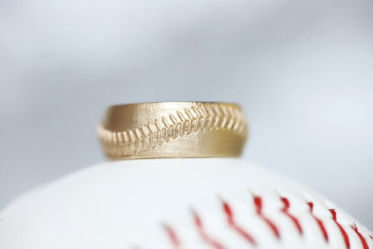 14k Baseball Stitch Ring 8mm