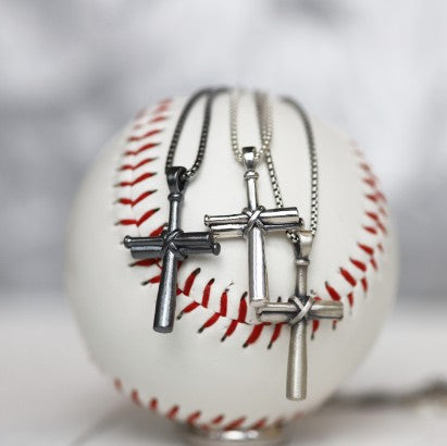 Medium Baseball Cross Necklace