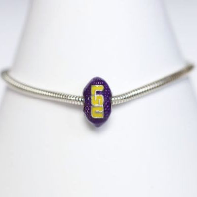 LSU Enameled Football Bracelet