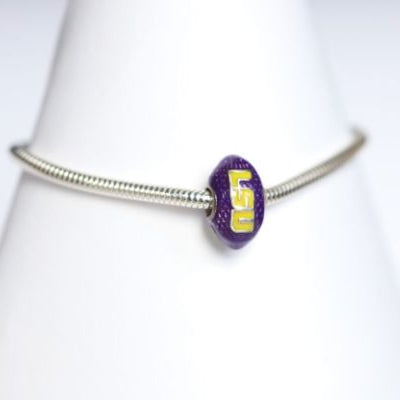LSU Enameled Football Bracelet