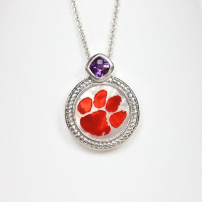 Clemson Mother of Pearl & Amethyst Necklace