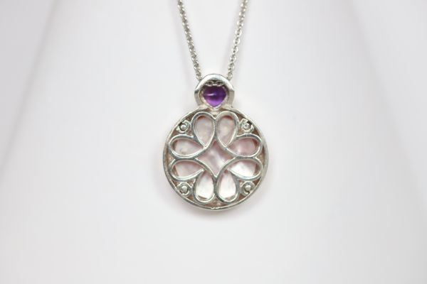 Clemson Mother of Pearl & Amethyst Necklace