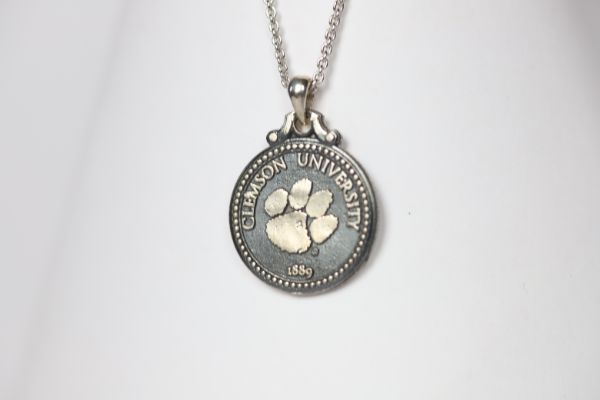Clemson Sterling Coin Necklace