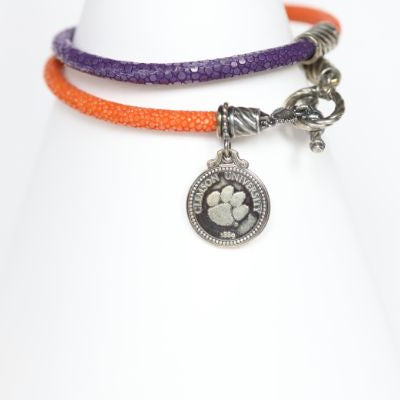 Clemson Sterling & Stingray Bracelet