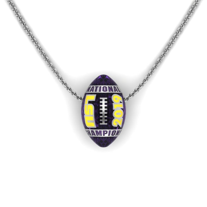 LSU National Champions Enameled Football Pendant