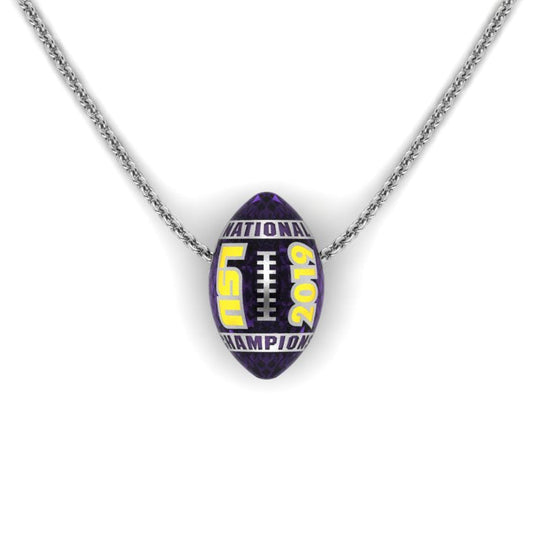 LSU National Champions Enameled Football Pendant