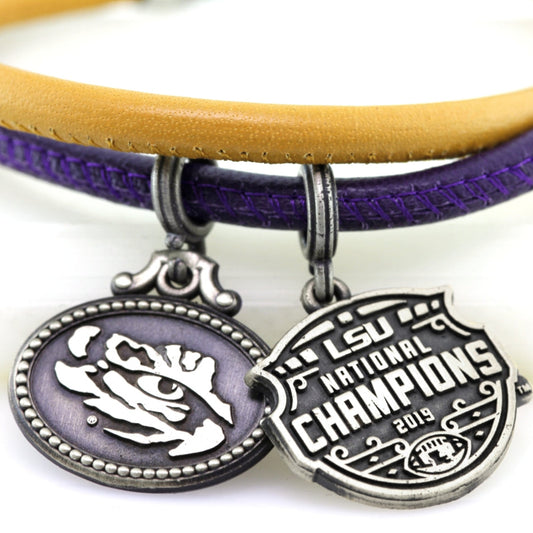 LSU National Champions Double Wrap Coin Bracelet