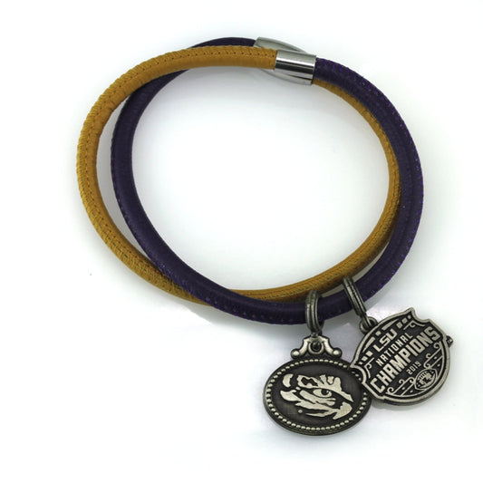 LSU National Champions Double Wrap Coin Bracelet
