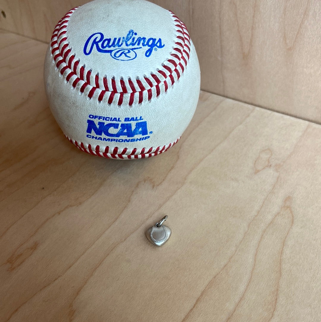 Baseball puffed heart pendant-charm