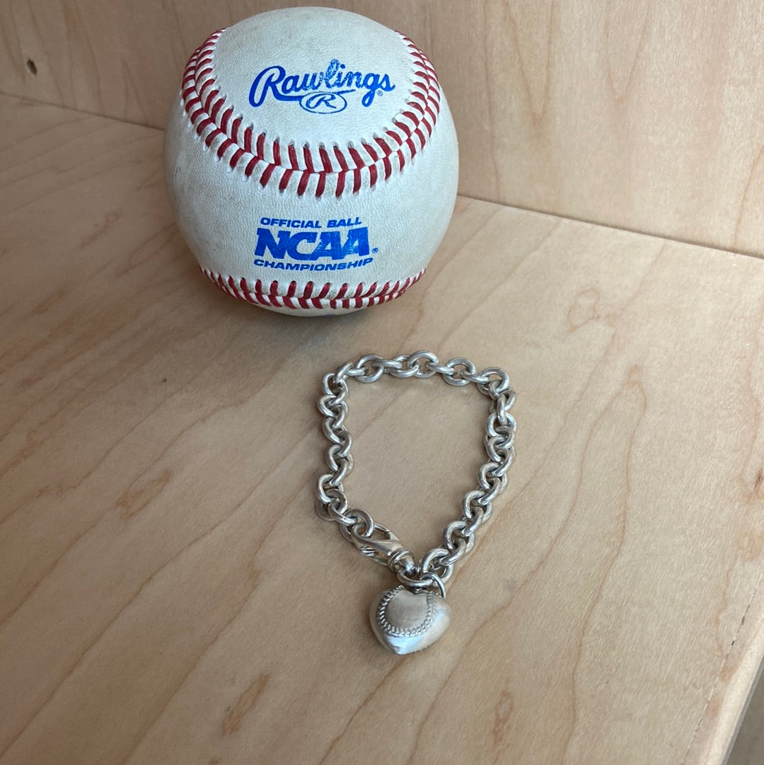 Baseball puffed heart pendant-charm