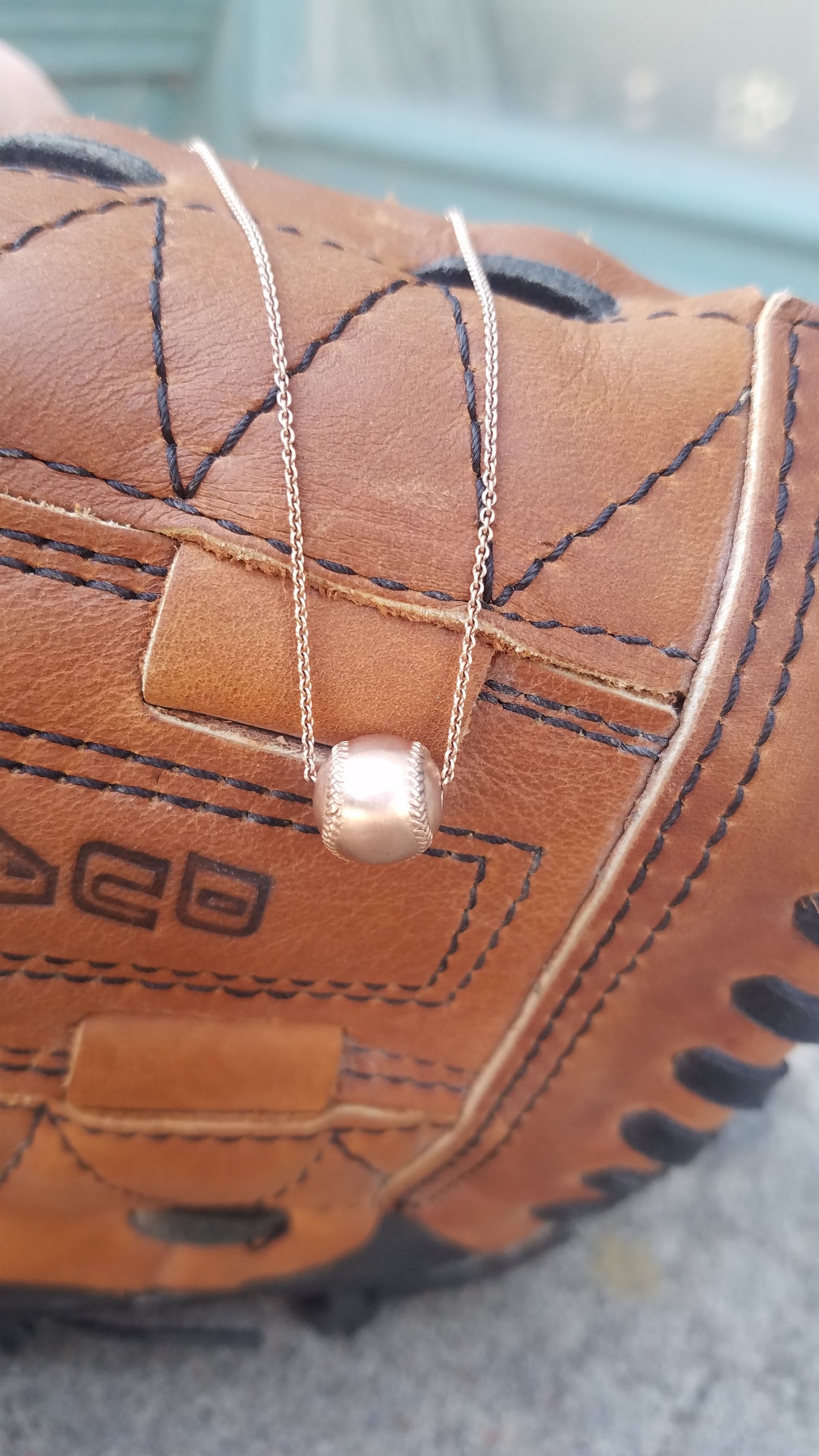 14k gold 10mm baseball pendant