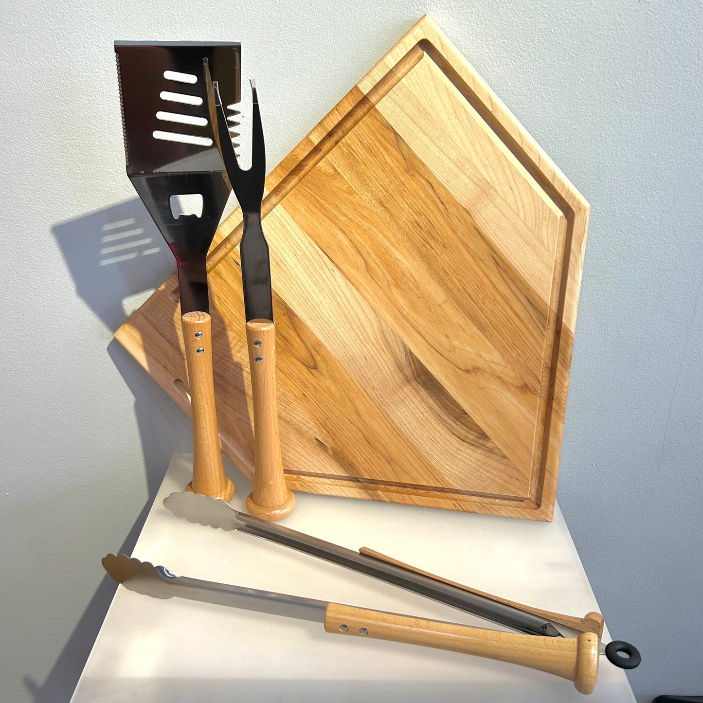 17"x17" Baseball BBQ Board Set with Trough