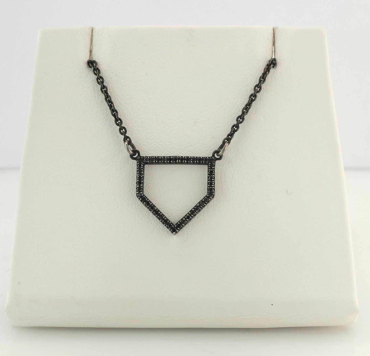 Home Plate Black Diamonds & Silver Necklace