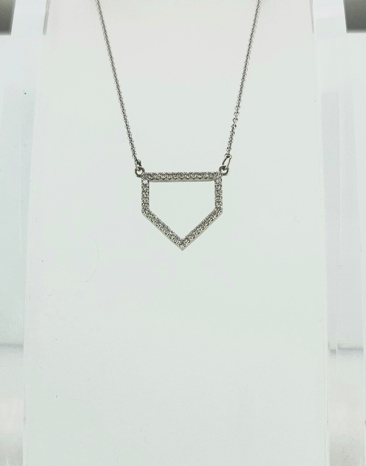 Home Plate 14k White Gold & Diamond Necklace