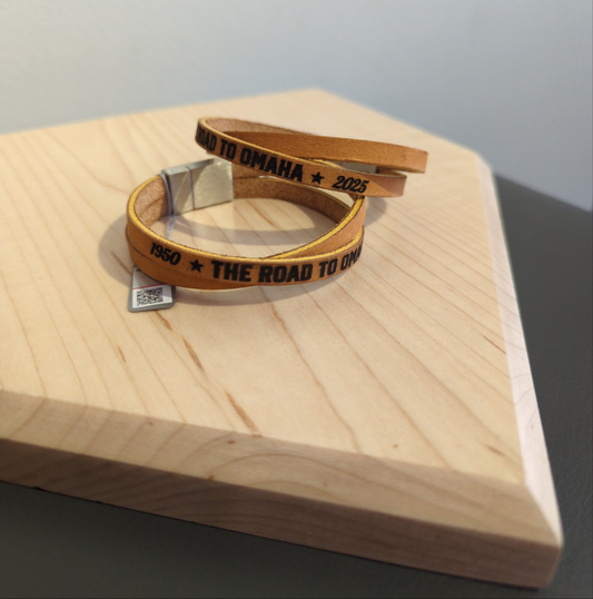 75 Year Road to Omaha Double Leather Bracelet
