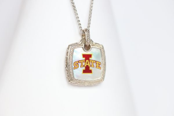 Iowa State Cushion Mother of Pearl Necklace