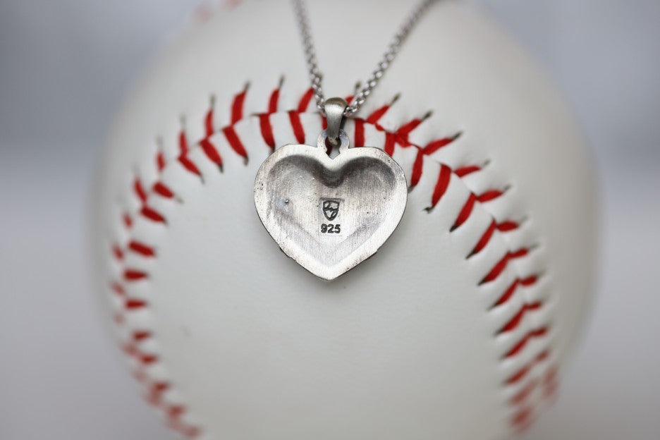 Baseball Heart Pendant in Sterling Silver 