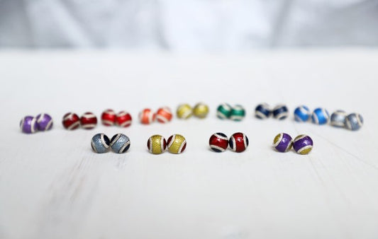 Enameled baseball earrings