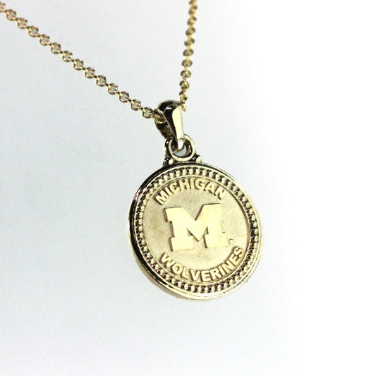 Michigan Wolverines Men's Basketball National Champions 14k yellow gold necklace