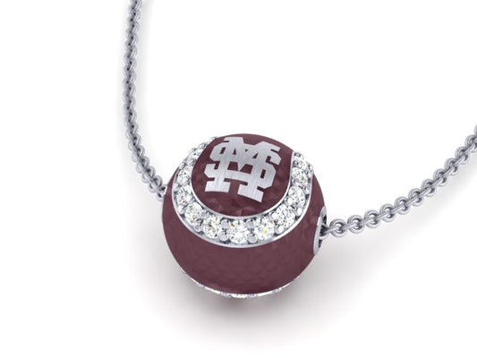 Mississippi State Baseball Necklace with Lab Diamonds