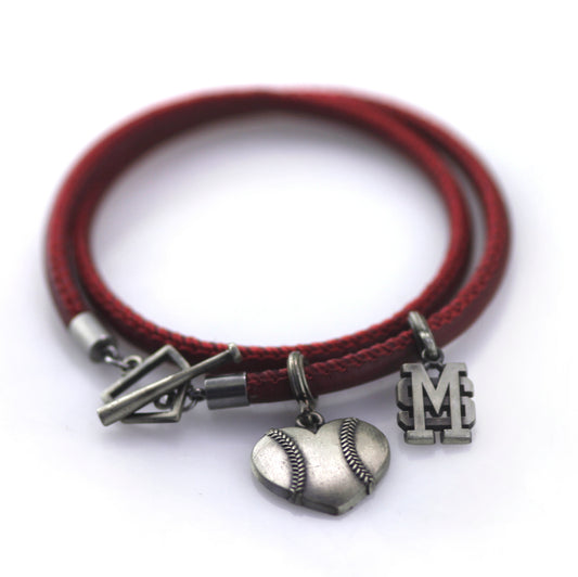 Mississippi State Leather Baseball Toggle Bracelet