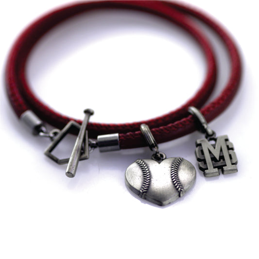 Mississippi State Leather Baseball Toggle Bracelet