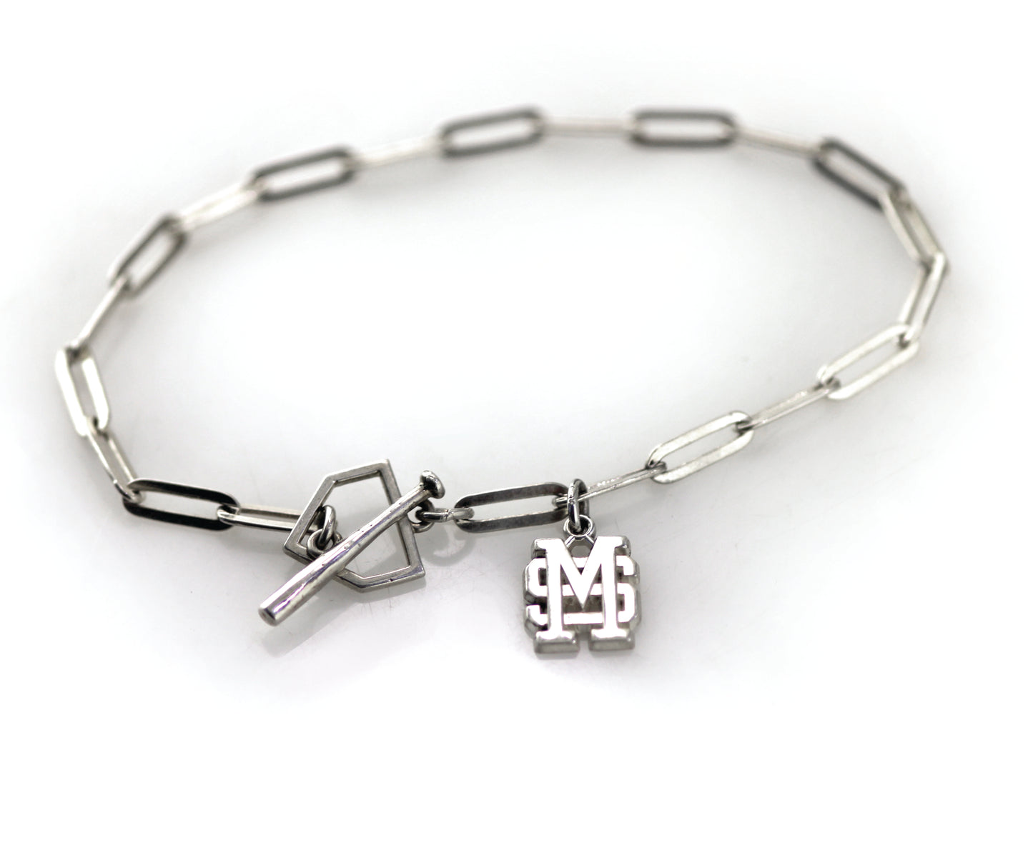 Mississippi State Paper Clip Bracelet with Home Plate Toggle
