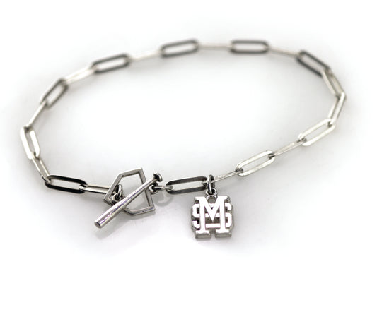 Mississippi State Paper Clip Bracelet with Home Plate Toggle