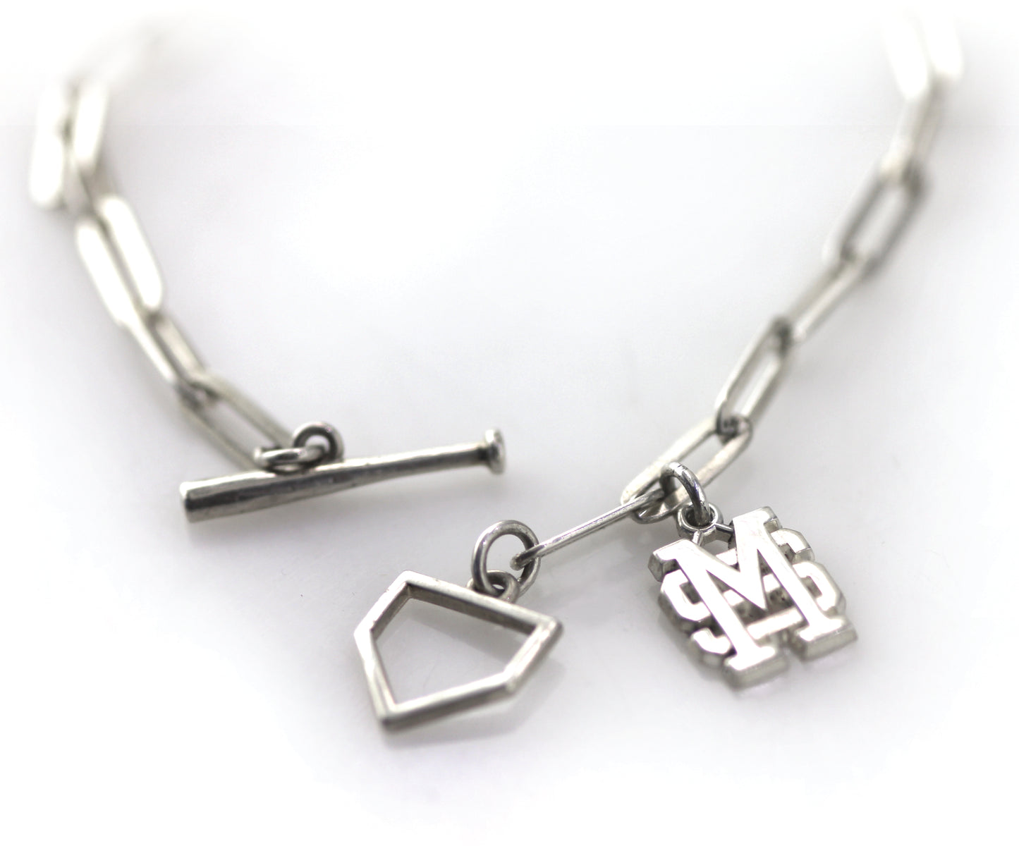 Mississippi State Paper Clip Bracelet with Home Plate Toggle