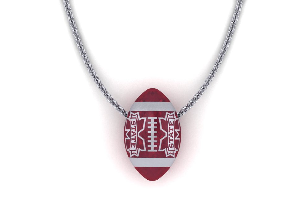 Mississippi State Sterling Silver Football Pendant