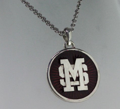 Mississippi State M over S Enameled Necklace