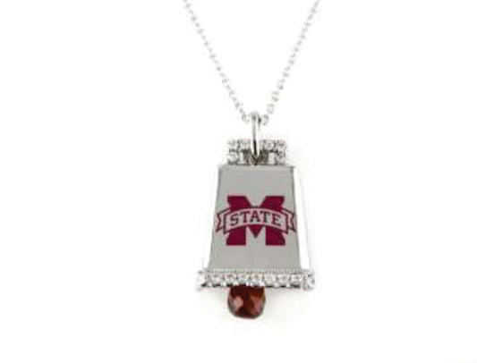 14k White Gold & Diamond Mississippi State Cowbell Pendant