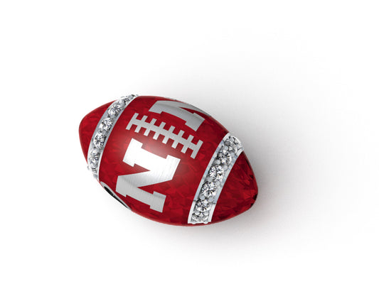 Nebraska Diamond Football Silver and Diamond Pendant