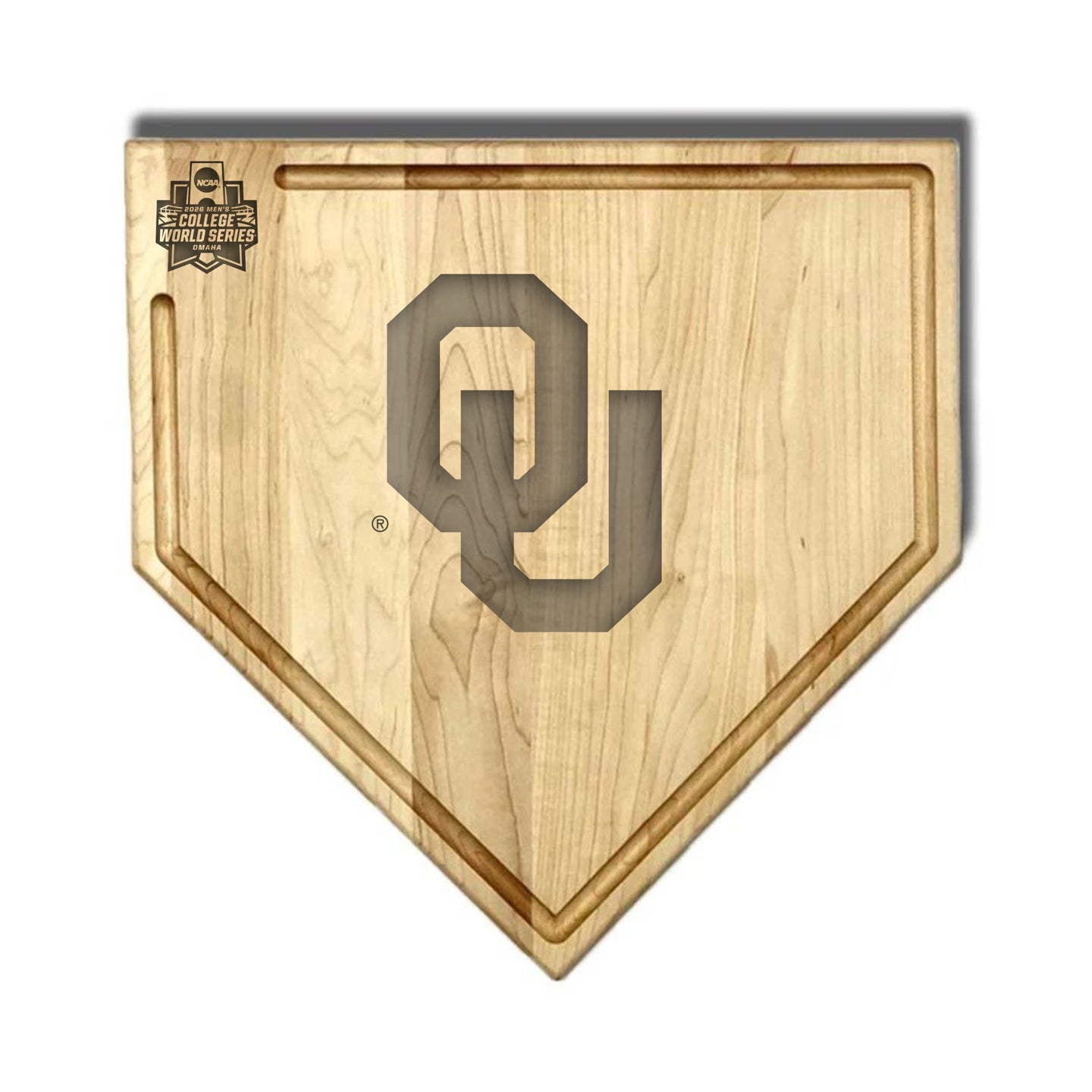 OU - 17”x17” Baseball BBQ Board with Trough