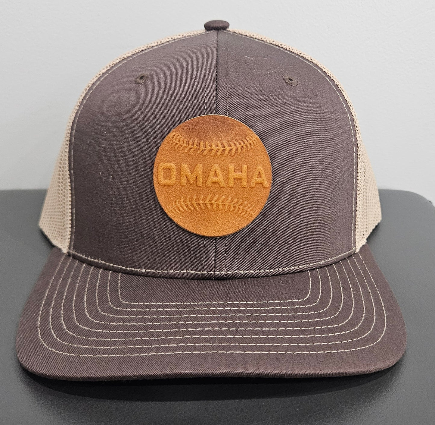 Omaha Baseball Hat Patch - Glove Leather