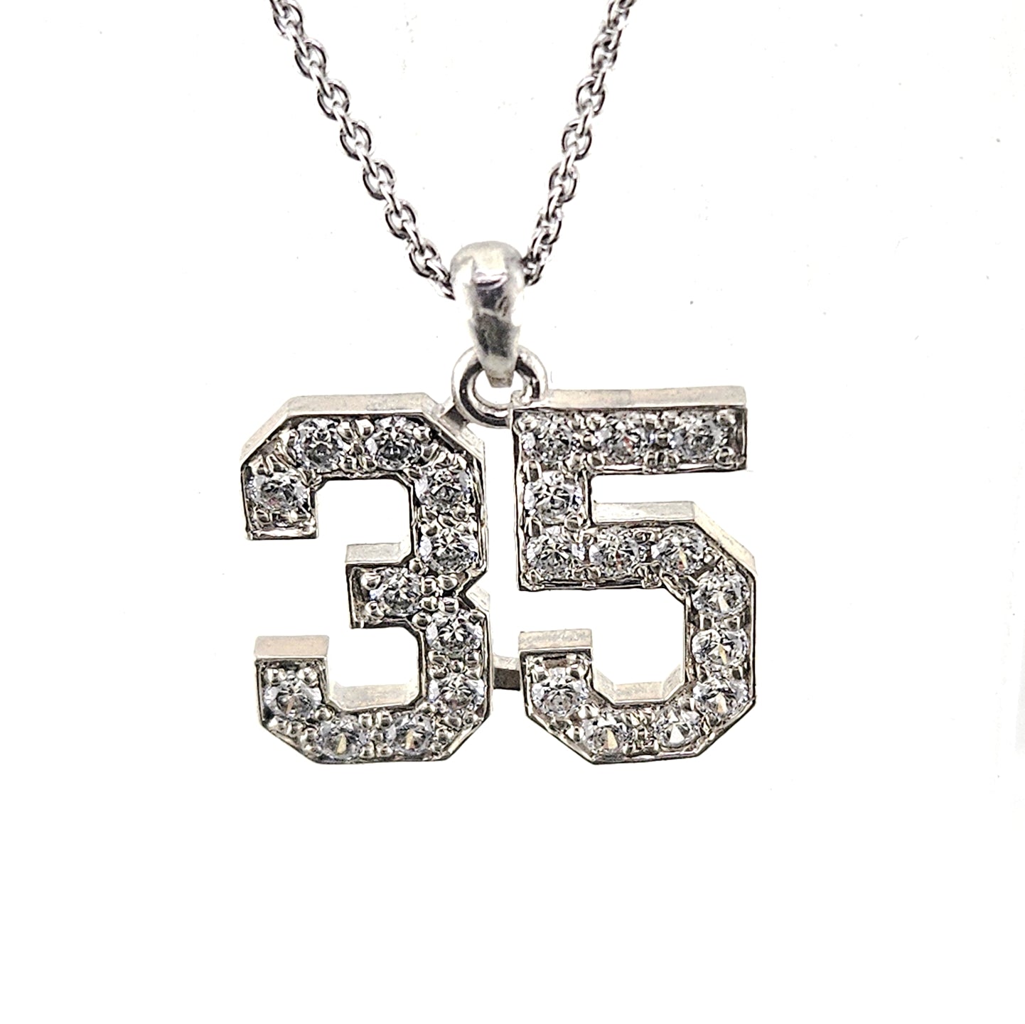 Diamond and Sterling Silver Number Pendant