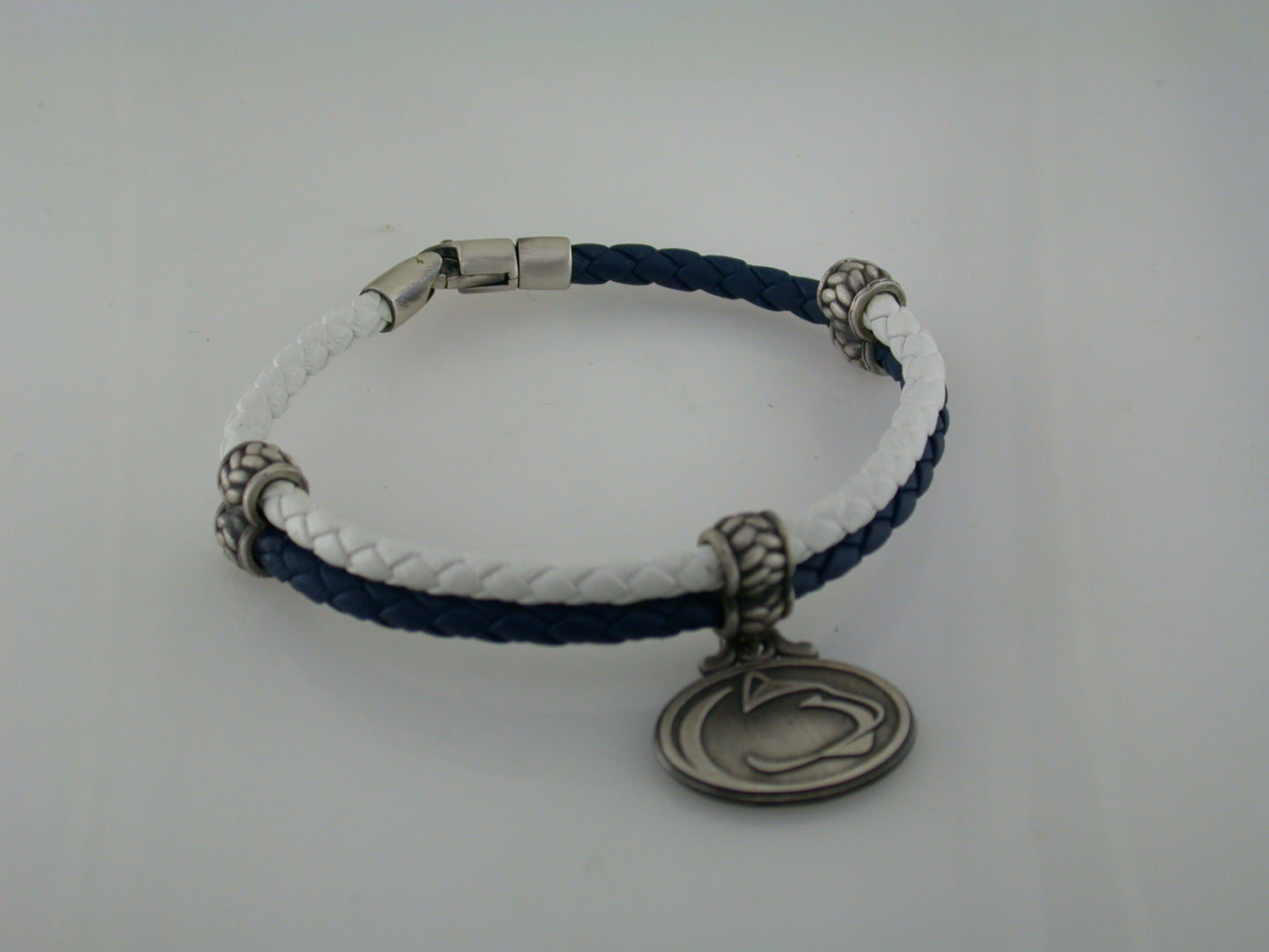 Penn State Sterling & Leather Double Wrap Bracelet