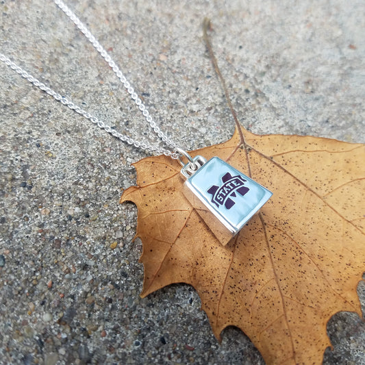 Mississippi State Sterling Silver Cowbell Necklace