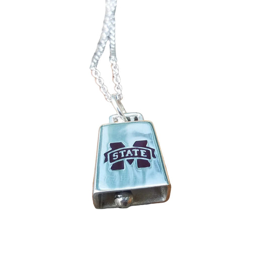 Mississippi State Sterling Silver Cowbell Necklace