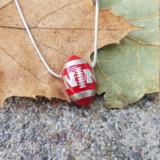 Nebraska Huskers Sterling Silver Football Necklace