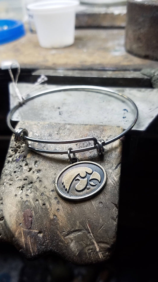 University of Iowa, Hawkeyes Expandable Bracelet with Tiger Hawk Charm