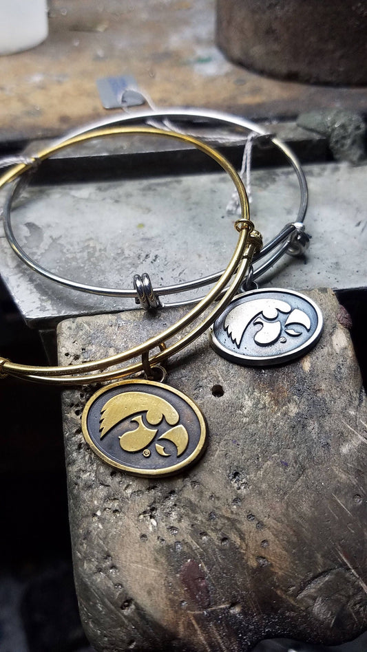 University of Iowa, Hawkeyes Expandable Bracelet with Tiger Hawk Charm