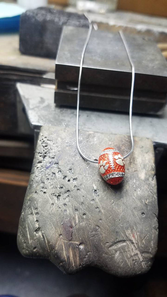 Clemson Tigers Diamond Football Necklace