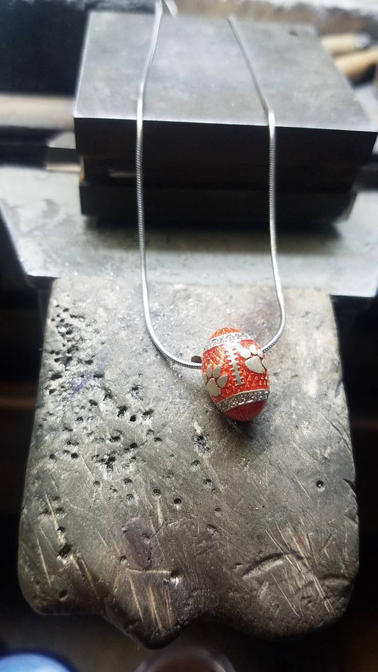 Clemson Tigers Diamond Football Necklace