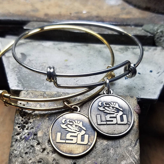 LSU, Tigers, Charm Bracelet, Jewelry, Accessory, Gift for her, mom , Graduate, Football, Baseball, Alumni, Officially Licensed, Bangle